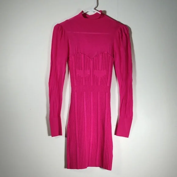 Anthropologie Pink Turtleneck Fitted Sweater Dress XS - Picture 5 of 14